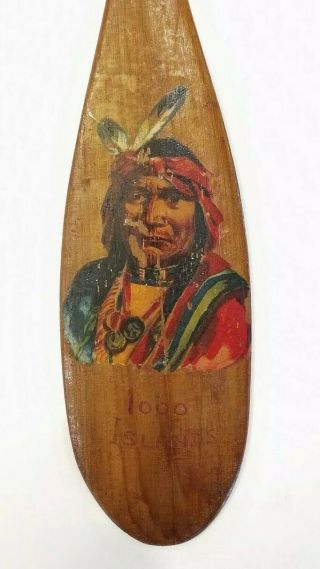 Antique 1000 Islands Painted Decal Paddle - Folk Art (keech Style) 21 Inches