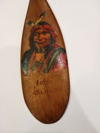 Antique 1000 Islands Painted Decal Paddle - Folk Art (Keech Style) 21 Inches 3
