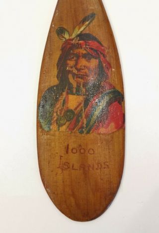 Antique 1000 Islands Painted Decal Paddle - Folk Art (Keech Style) 21 Inches 5