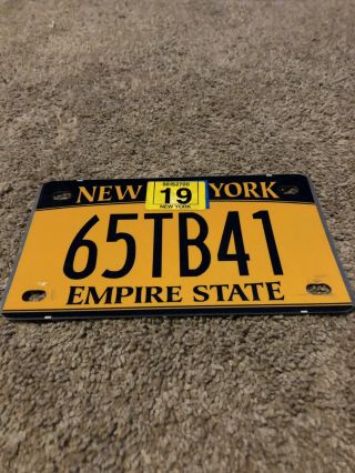 2019 York Ny License Plate 65tb41 Motorcycle W/ Registration Sticker
