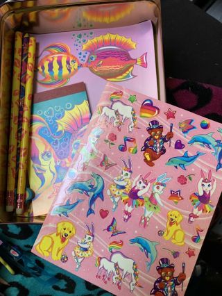 Lisa Frank Collectible Tin Stationary Set Pencils Stickers 2