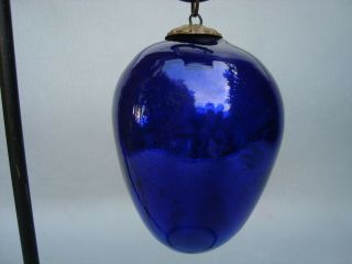 Antique German Cobalt Blue 3 3/4 " Egg Shaped Christmas Ornament