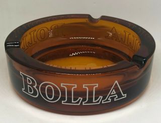 Vintage Bolla Mid Century Amber Glass Ashtray Italy 5.  75 " Thick Round Circle
