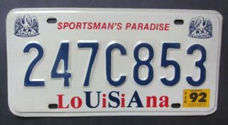 1992 Louisiana Car License Plate