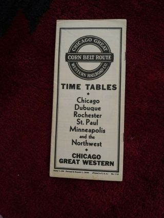 Chicago Great Western Railroad Time Table (1934)