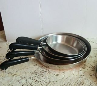 20 pc 1801 REVERE WARE COPPER BOTTOM STAINLESS POTS,  PANS,  SKILLETS COOKWARE SET 8