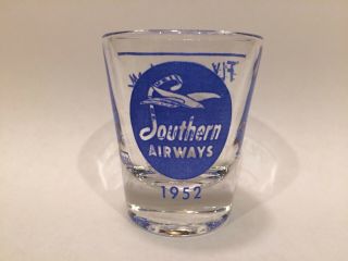 Vintage 1952 Southern Airways Airline Shot Glass Old Advertising Promo 4th Year