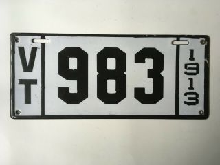 1913 Vermont License Plate All Vg Plus/excellent,