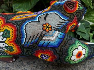 Great Hand Beaded Huichol Mexican Folk Art Jaguar,  By Florencio Lopez.  PP1197 9