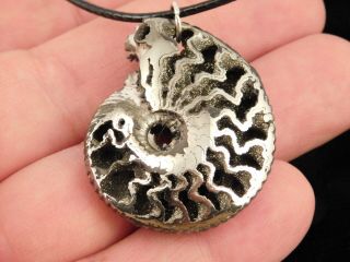 A Larger Polished 100 Natural Pyrite Ammonite Fossil Pendant Russia 1.  81 E
