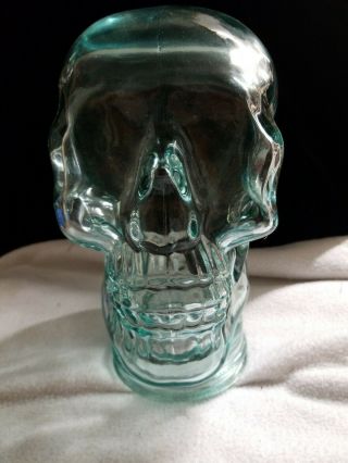 Blue Glass Human Skull Head 10 " Tall Heavy Thick Art Statue Skeleton Mannequin