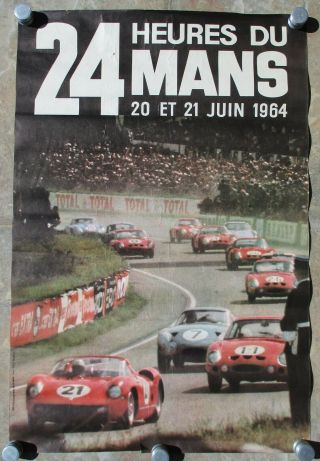 Vintage & French Racing Poster Heures Du Mans 1964 Paris Match Photo