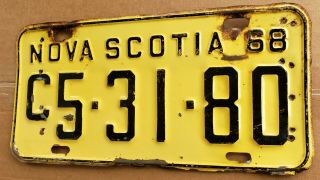 Vintage 1968 Nova Scotia License Plate Tag C 5 - 31 - 80