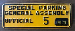 Maryland General Assembly Official Low Number Parking Permit License Plate 1953