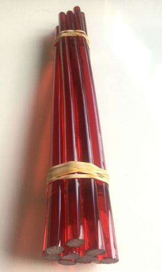 830 Gr.  Cherry Red Transparent Amber Bakelite Catalin Rods Block Part Dice Beads
