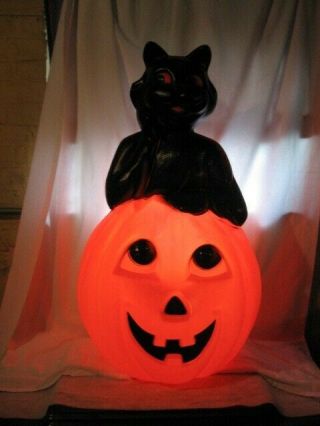 Halloween 1993 Black Cat In A Jack O Lantern Blow Mold
