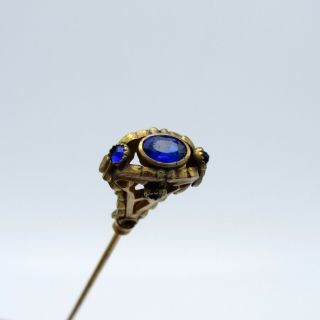 Antique Hatpin Nouveau Design With Blue Stones,  Hat Pin,  Nr