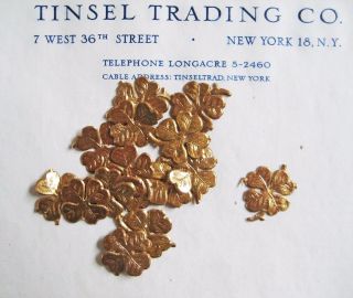 40pc Vintage/antique Gold 4 Leaf Clover Dresden Diecut Scrap St Patrick 