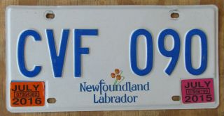 Newfoundland Labrador License Plate 2015 Cvf 090
