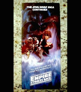 Star Wars The Empire Strikes Back 1980 Invitation Screening Ticket 5/22/80
