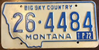 Vtg 1970 - 1972 Montana License Plate Pondera County - Fast