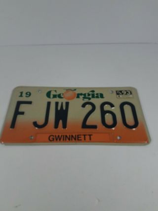 Vintage 1993 Georgia Gwinnett Automobile License Plate Car Tag Fjw 260