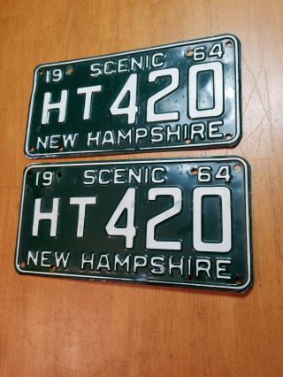 1964 Hampshire License Plate Pair Set Ht 420