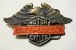 Harley Davidson Motor Cycles Solid Brass Belt Buckle 1990