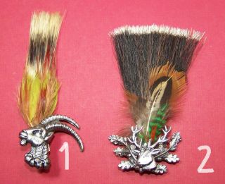 Choice 1960s 70s Oktoberfest German Fur Feather Gamsbart Ibix Deer Hat Pin