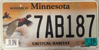 Minnesota Critical Habitat Pheasant License Plate 7ab187