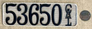 California License Plate 1911 Automobile With Tab