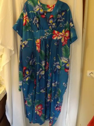 Tropical Eve One Size Ladies Kimono Style Mumu Dress Made In Hawaii Nwt