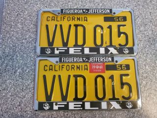 1956 California License Plates,  1961 Validation,  DMV Clear Guaranteed,  VG 2