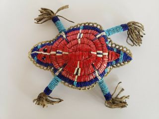 5 " Quilled And Beaded Plains Style Turtle Fetish