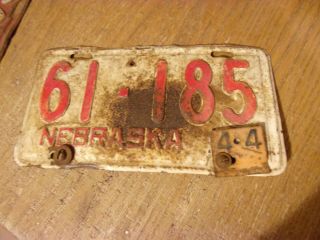 Antique Nebraska License Plate Sheridan 61 County 1942 Rare 1944 Year Tag