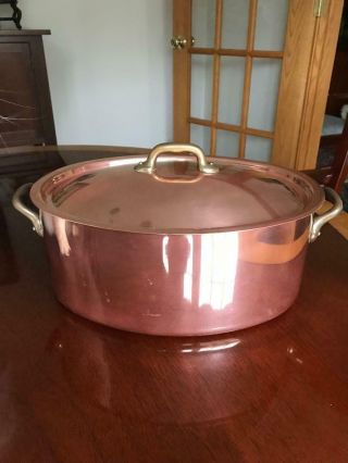 Mauviel French Copper Oval Stew/casserole/roasting Pan With Lid -