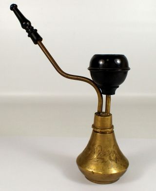 Estate Antique Vtg Indian Etched Floral Brass Hookah Water Smoking Pipe India
