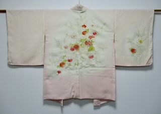 Japanese Kimono Silk Haori / Flower Embroidery / / Silk Fabric /361