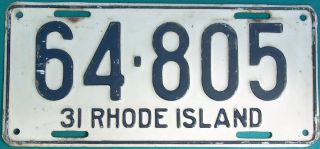 1931 Rhode Island License Plate