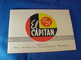 Orig 1939 Santa Fe Railroad El Capitan Advertising Booklet W Timetable Photos,