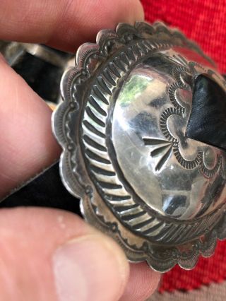 Navajo Native American Stamped Sterling Silver Old Pawn Concho Belt 11