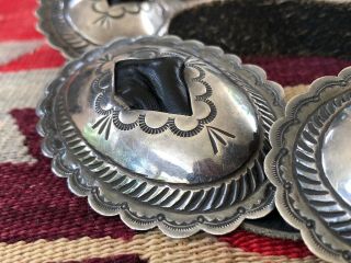 Navajo Native American Stamped Sterling Silver Old Pawn Concho Belt 6