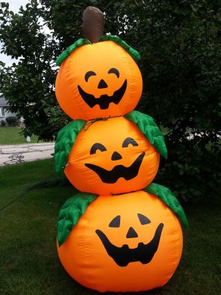 Halloween Inflatable 3 Jack O Lanterns Stack Tower 8ft.  Indoor Outdoor Pumpkin