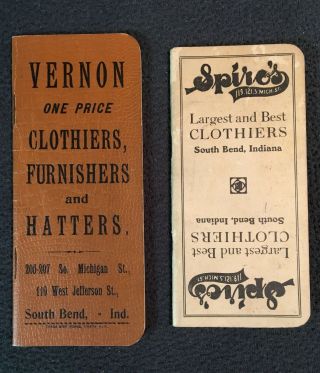 Vtg 1920 South Bend In " Clothiers " Ad Notebooks Spiro 