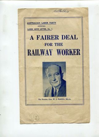 Political Pamphlet Labor Party Newsletter Fairer Deal For The Railway Worker