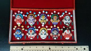 Chinese Hand - Painted Beijing Opera Masks - 10 Miniature Clay Face Masks