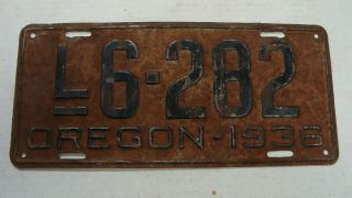 1936 Oregon " Rare " Pickup License Plate L 6 - 282