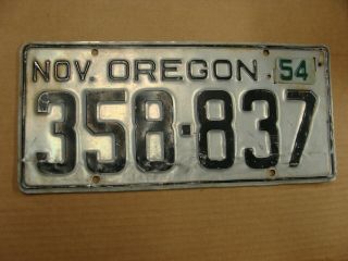 1954 Oregon License Plate 358 - 837