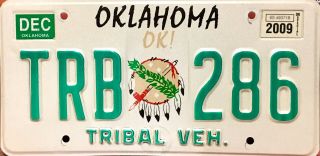 2009 Oklahoma Tribal Vehicle Government License Plate (trb - 286)
