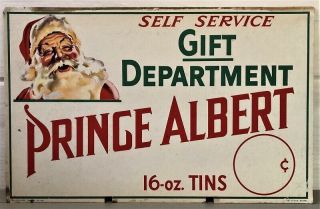 Vintage 1947 Prince Albert Tobacco Advertising Sign Christmas Santa